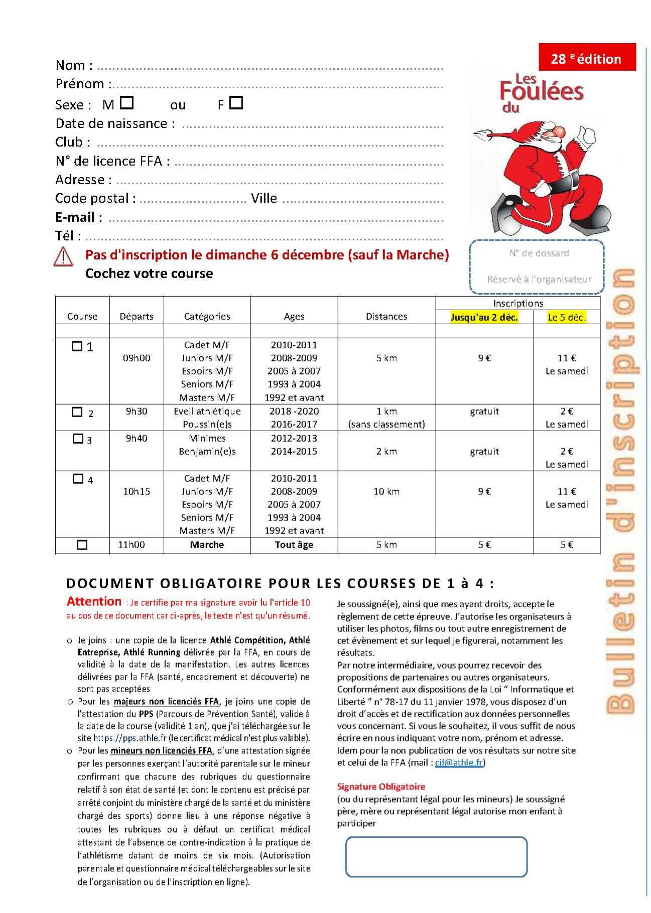 Bulletin d'inscription 2026